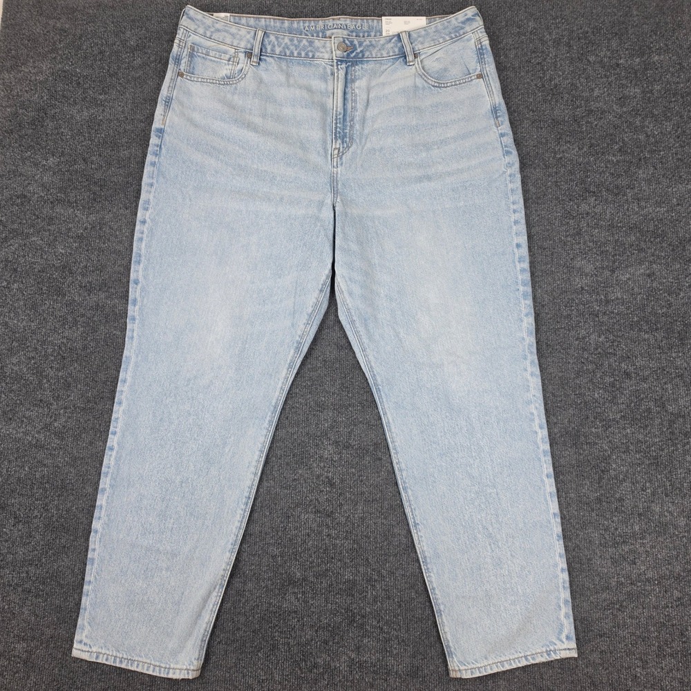 American Eagle Super High Rise Mom Jeans Women's 20 Strigid Blue Light Wash
